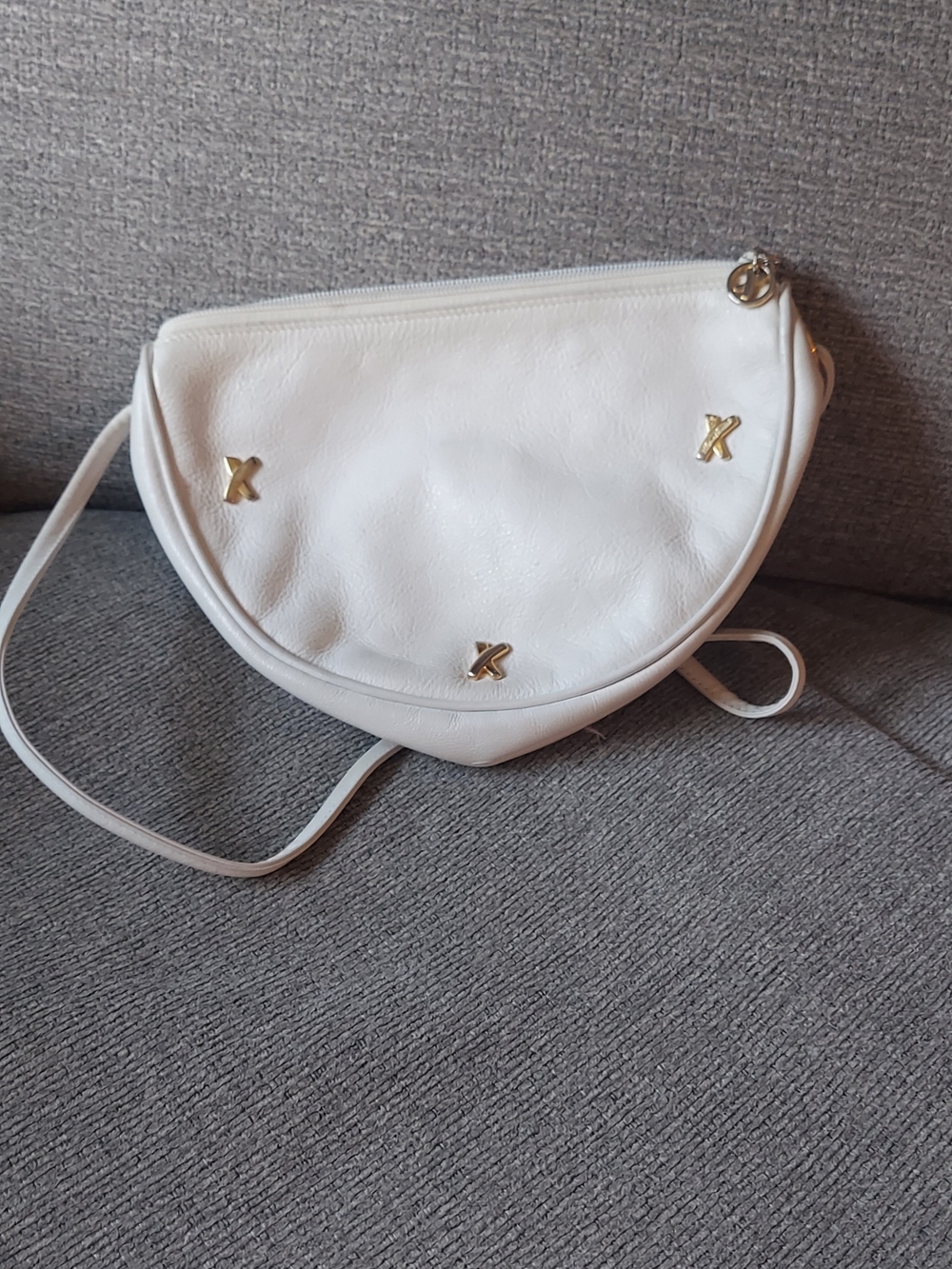 Paloma Picasso White Crescent Crossbody with Gold X Accents